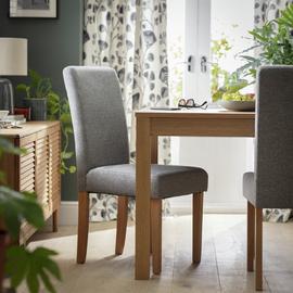 Argos Home Pair of Tweed Fabric Dining Chairs - Grey