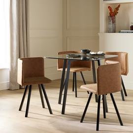 Argos Home Elsie Black Dining Table & 4 Tan Chairs