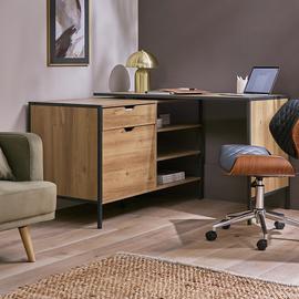 Argos Home Loft Living 2 Drawer Swivel Office Desk - Oak