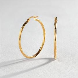 Revere 9ct Gold Twist Creole Hoop Earrings