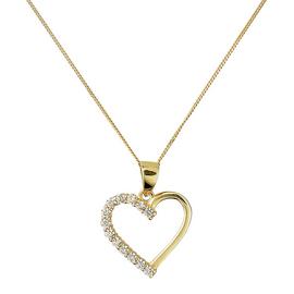 Revere 9ct Gold CZ Heart Pendant Necklace  Pendant Necklace