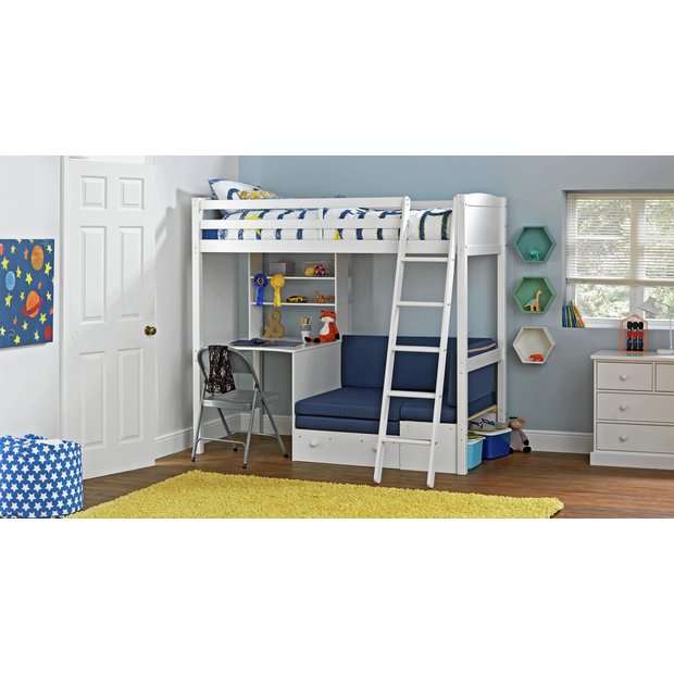 Buy HOME Classic High Sleeper Bed & Blue Sofa Bed White Wash at Argos.co.uk Your Online Shop