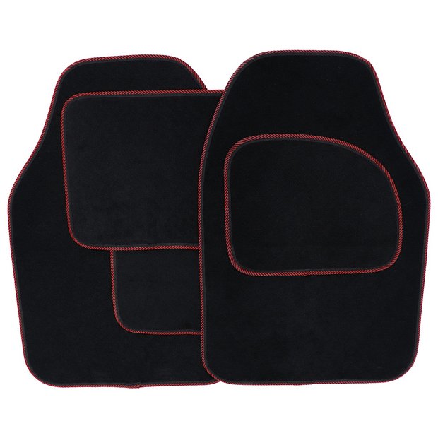 Buy Streetwize Set of 4 Carpet Car Mats Black With Red Trim, Car mats