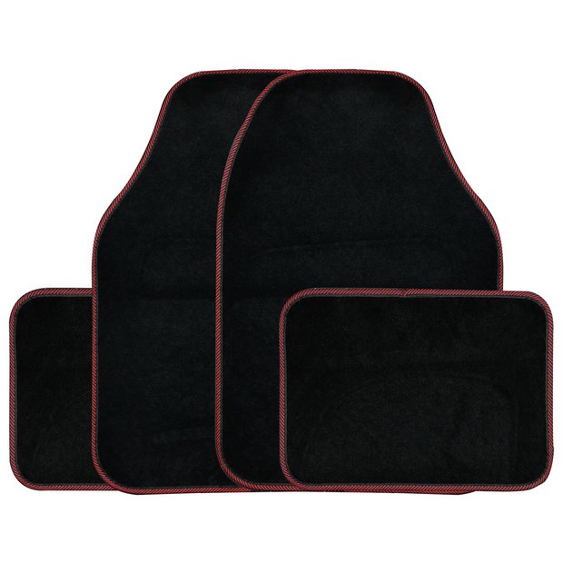 Buy Streetwize Set of 4 Carpet Car Mats Black With Red Trim, Car mats