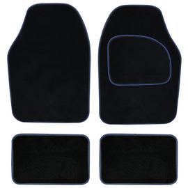 Streetwize Set of 4 Carpet Car Mats Black With Blue Trim