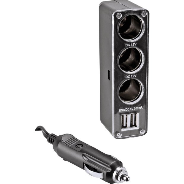 Buy Streetwize Triple 12V Socket Adapter With Two USB Ports, In-car  chargers