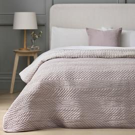 Argos Home Herringbone Quilted Bedspread - Blush - 200x220cm