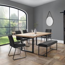 Julian Bowen Soho Faux Leather Dining Bench - Charcoal