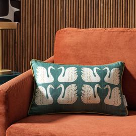 Habitat x Scion Swim Swam Swan Cushion - Green - 30x50cm