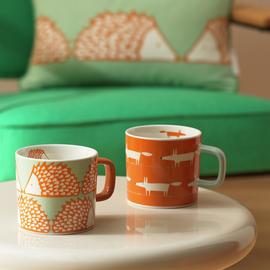 Habitat x Scion Mr Fox Hedgehog Set of 4 Mugs - Orange