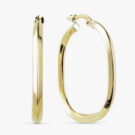 Revere 9ct Yellow Gold Square with Round Edge Hoop Earrings