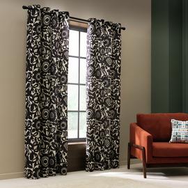 Habitat x Scion Kukkia Fully Lined Eyelet Curtain - Black