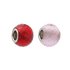 Moon & Back Silver Faceted Red Glass Beads - Set of 2