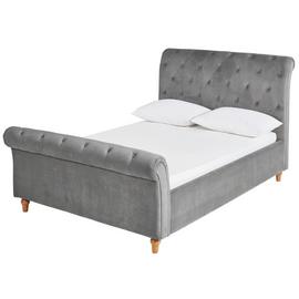 Argos Home Cranford Scroll Velvet Kingsize Bed Frame -Silver