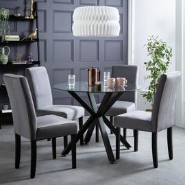 Argos Home Midback Pair of Velvet Dining Chair - Black