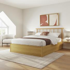 GFW Fusem Spindle Kingsize End Lift Ottoman Bed - Oak