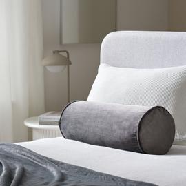 Habitat Velvet Bolster Cushion - Grey - 20x50cm