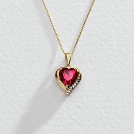 Revere 9ct Created Ruby & Diamond Pendant Necklace