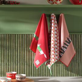 Habitat x Scion Christmas Pack of 3 Tea Towels