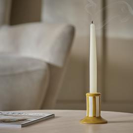 Habitat Stripe Taper Candle Holder - Mustard