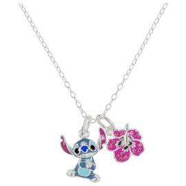 Disney Sterling Silver Lilo & Stitch Ohana Pendant Necklace