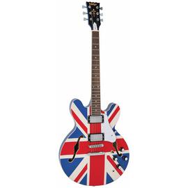 Vintage Union Jack Full Size Semi Acoustic Electric Guitar