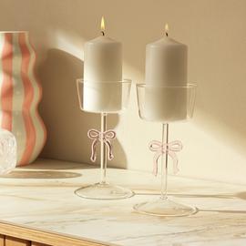 Argos Home Glass Bow Pillar Candle Holder - Set of 2