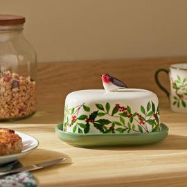Argos Home 3D Robin Stoneware Butter Dish - Cream