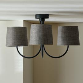 Habitat Metal 3 Light Flush Ceiling Light - Black & Grey