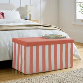 Argos Home Medium Fabric Ottoman - Pink & White
