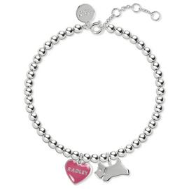 Radley Silver Plated Heart Charm Bead Bracelet