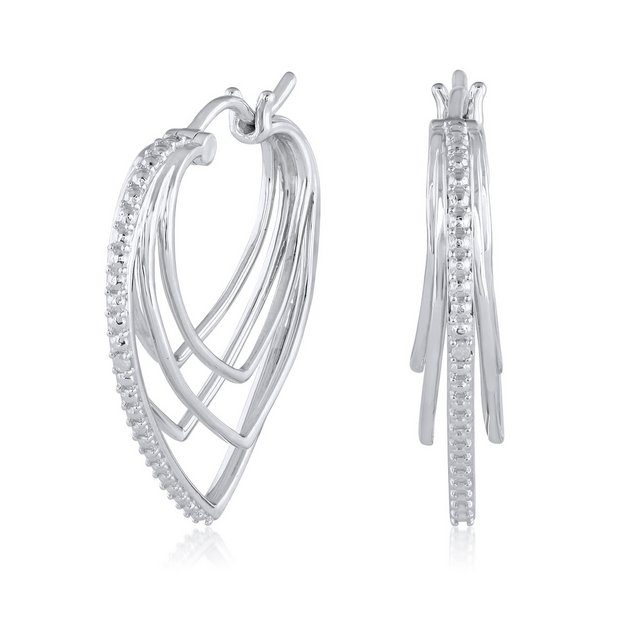 Diamond heart deals hoop earrings