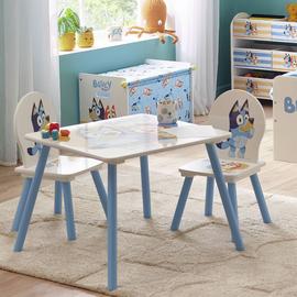 Bluey Kids Table and Chair Set - White & Blue