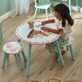 Disney Moana Round Table and Stool - Pink on White
