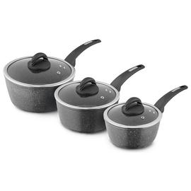 Tower Cerastone 3 Piece Aluminium Saucepan Set - Black