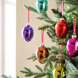 Habitat Pack of 6 Egg Shaped Christmas Baubles
