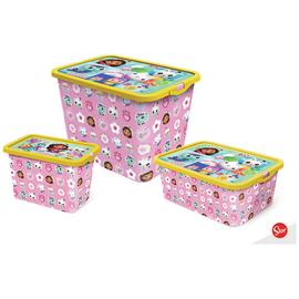Spin Master Gabby's Dollhouse Set of 3 Storage Boxes - Pink