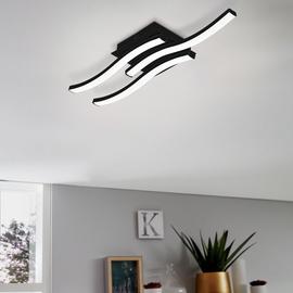 EGLO Cabezas-E Wave Steel LED Flush Ceiling Light - Black