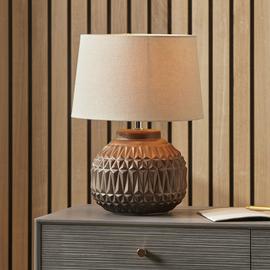 Pacific Anneli Ceramic Aztec Textured Table Lamp