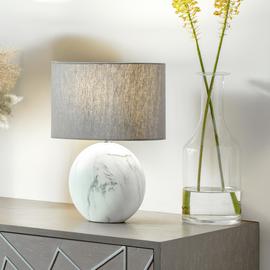 Pacific Crestola Ceramic Disc Table Lamp - White & Grey