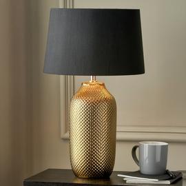 Pacific Nova Ceramic Textured Table Lamp - Gold & Black