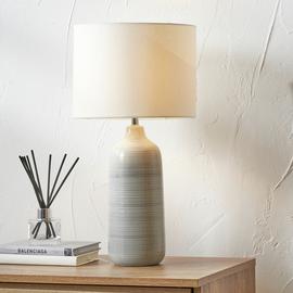 Pacific Venus Ceramic Ribbed Table Lamp - Grey