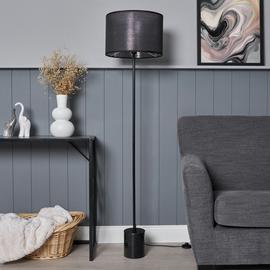 BHS Hank Marble Based Floor Lamp - Black