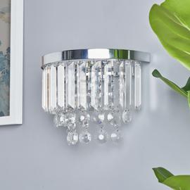 BHS Monroe Glass 2 Light Wall Light - Chrome