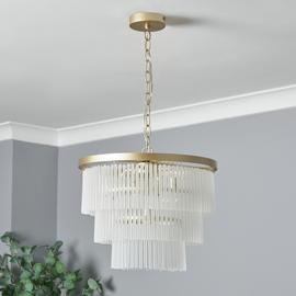 BHS Orta Frosted Glass 5 Light Pendant Light - Brass