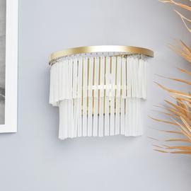 BHS Orta Frosted Glass Wall Light - Brass