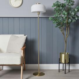 BHS Reed Metal Floor Lamp - Brass & White