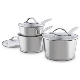 good FOOD Stainless Steel 3pc Saucepan Set - Grey