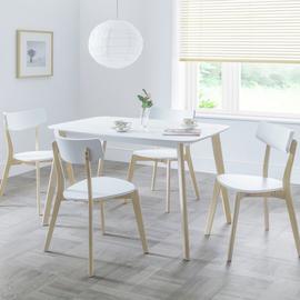 Julian Bowen Casa White Dining Table & 4 White Chairs