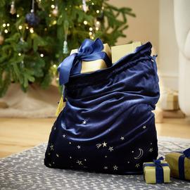 Habitat Gold Moons and Stars Navy Christmas Sack